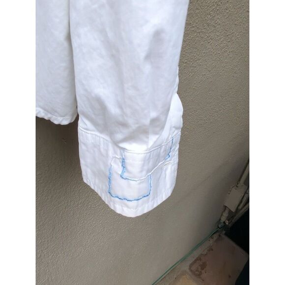Pavi Shirt Made in Italy LG White Blue Embroidered Button Gigolo shirt - Picture 14 of 15